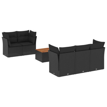 6-dijelni set vrtnih sofa s jastucima crni od poliratana 3255810