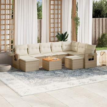 10-dijelni set vrtnih sofa s jastucima bež od poliratana 3257178