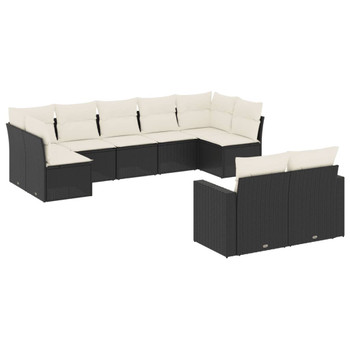 9-dijelni set vrtnih sofa s jastucima crni od poliratana 3219406