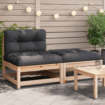 Vrtna sofa bez naslona za ruke s jastucima i tabureom 838125