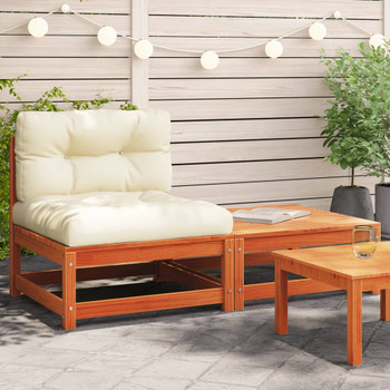 Vrtna sofa bez naslona za ruke s jastucima i tabureom 838138
