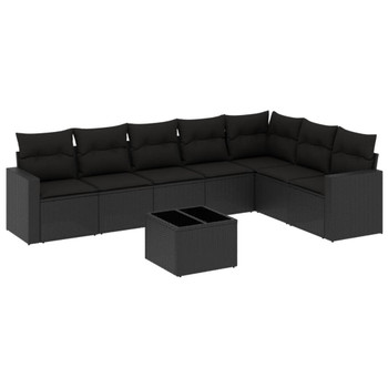 8-dijelni set vrtnih sofa od poliratana s jastucima crni 3219045