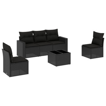 6-dijelni set vrtnih sofa s jastucima crni od poliratana 3218785