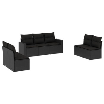 7-dijelni set vrtnih sofa od poliratana s jastucima crni 3218815