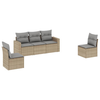 5-dijelni vrtni set sofa s jastucima bež od poliratana 3218779