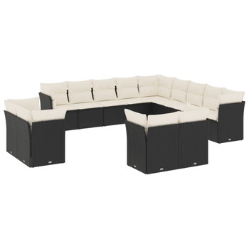 13-dijelni set vrtnih sofa s jastucima poliratan crni 3218546