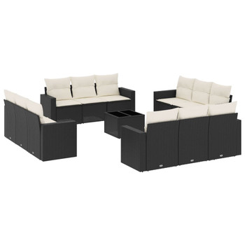 13-dijelni set vrtnih sofa s jastucima poliratan crni 3218766