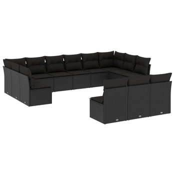 13-dijelni set vrtnih sofa s jastucima poliratan crni 3218385