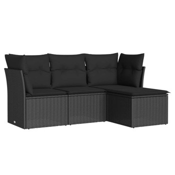 4-dijelni set vrtnih sofa od poliratana s jastucima crni 3249374