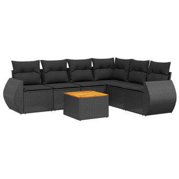 7-dijelni set vrtnih sofa od poliratana s jastucima crni 3257350