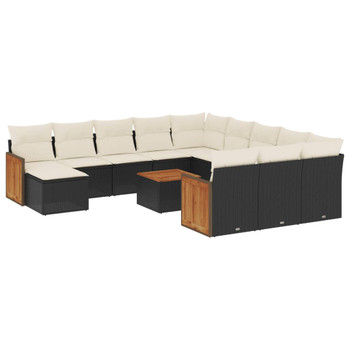 13-dijelni set vrtnih sofa s jastucima poliratan crni 3260670