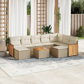 10-dijelni set vrtnih sofa s jastucima bež od poliratana 3260630