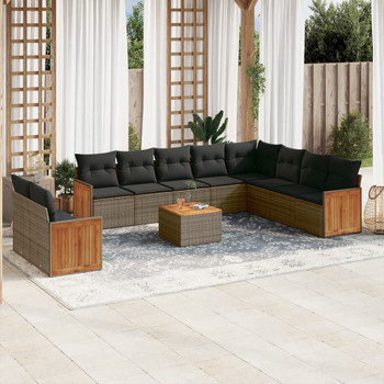 11-dijelni set vrtnih sofa od poliratana s jastucima sivi 3260205