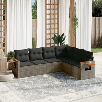 6-dijelni set vrtnih sofa od poliratana s jastucima sivi 3259246
