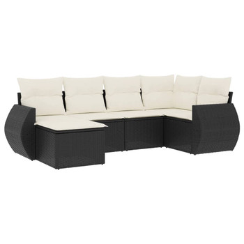 6-dijelni set vrtnih sofa s jastucima crni od poliratana 3221655