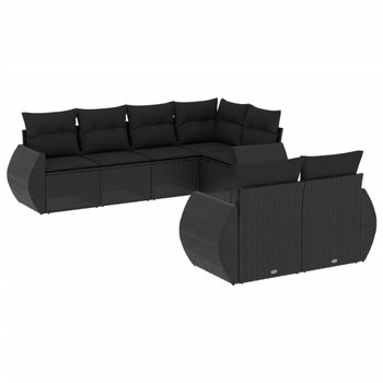 7-dijelni set vrtnih sofa od poliratana s jastucima crni 3253942