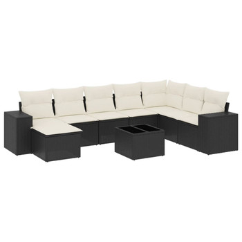 9-dijelni set vrtnih sofa s jastucima crni od poliratana 3222965