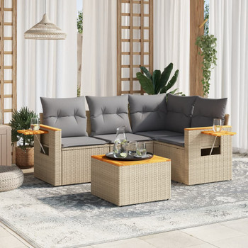 5-dijelni vrtni set sofa s jastucima bež od poliratana 3259182