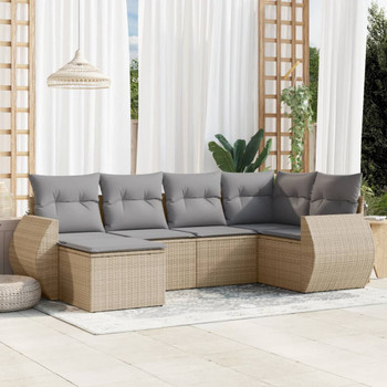 6-dijelni set vrtnih sofa s jastucima bež od poliratana 3253996