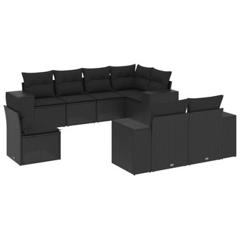 8-dijelni set vrtnih sofa od poliratana s jastucima crni 3222834