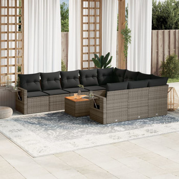 11-dijelni set vrtnih sofa od poliratana s jastucima sivi 3257075
