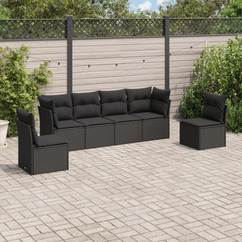 6-dijelni set vrtnih sofa s jastucima crni od poliratana 3217365