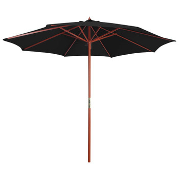 Suncobran s drvenom šipkom 300 x 258 cm crni 47124