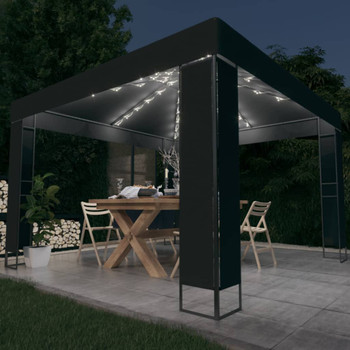Sjenica s dva krova i LED svjetlosnim trakama 3 x 3 m antracit 3070304