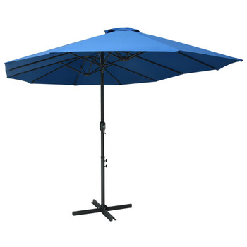 Vrtni suncobran s aluminijskom šipkom 460 x 270 cm plavi 47303