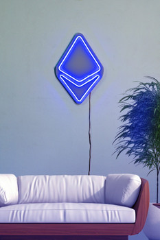 Dekorativna plastična led rasvjeta Ethereum znak - plava