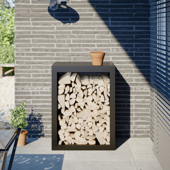 Stalak za drva za ogrjev crni 60 x 40 x 80 cm čelični n.p