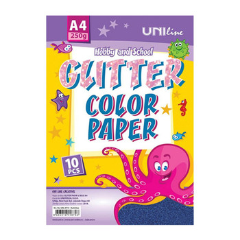 Papir gliter 250g A4, unl-0713, tamno plavi, Octopus