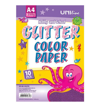 Papir gliter 250g A4, unl-0714, ljubičasti, Octopus