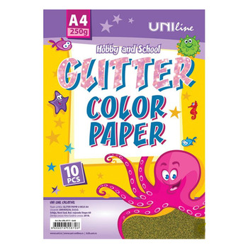 Papir gliter 250g A4, unl-0717, zlatni, Octopus