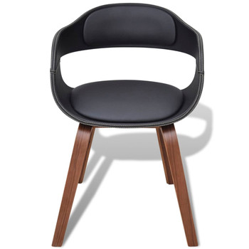 Blagovaonske stolice od zaobljenog drva i umjetne kože 2 kom crne