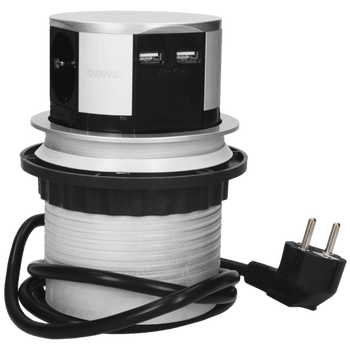 Orno Produžni kabel sa 3 x Schuko utičnice + 2 x USB, ugradbena - OR-AE-1342(GS)