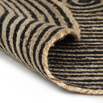 Ručno rađeni tepih od jute sa spiralnim uzorkom crni 90 cm