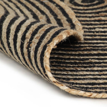 Ručno rađeni tepih od jute sa spiralnim uzorkom crni 150 cm