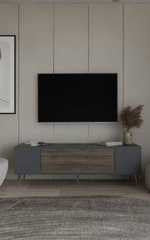 TV stalak Dekos - Antracit, Orah, Srebro