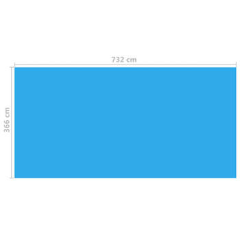 Pravokutni plavi bazenski prekrivač od PE 732 x 366 cm