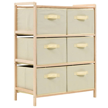 246439 Storage Rack with 6 Fabric Baskets Cedar Wood Beige