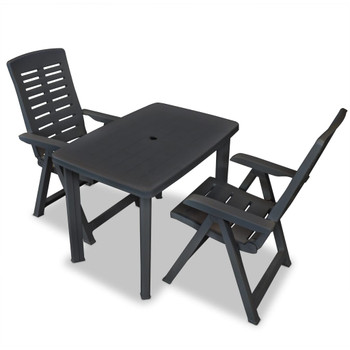 3-dijelni bistro set od plastike antracit