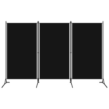 Sobna pregrada s 3 panela crna 260 x 180 cm