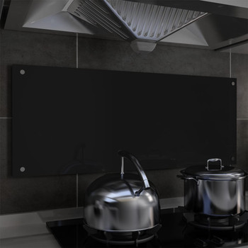 Kuhinjska zaštita od prskanja crna 100 x 40 cm kaljeno staklo