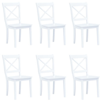 Blagovaonske stolice od masivnog drva kaučukovca 6 kom bijele