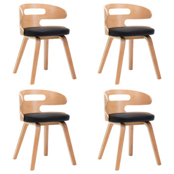 Blagovaonske stolice od savijenog drva i umjetne kože 4 kom crne