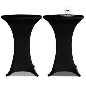 Navlaka za stol za stajanje Ø 60 cm crna rastezljiva 4 kom