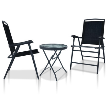 3-dijelni bistro set crni čelični