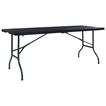 Sklopivi vrtni stol crni 180 x 75 x 72 cm HDPE imitacija ratana
