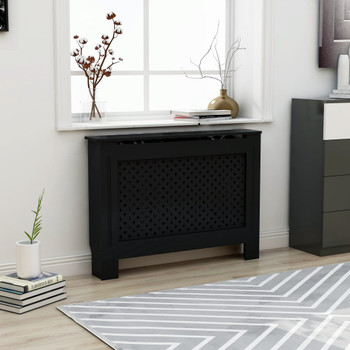 vidaXL Pokrov za radijator crni 112 x 19 x 81 cm MDF